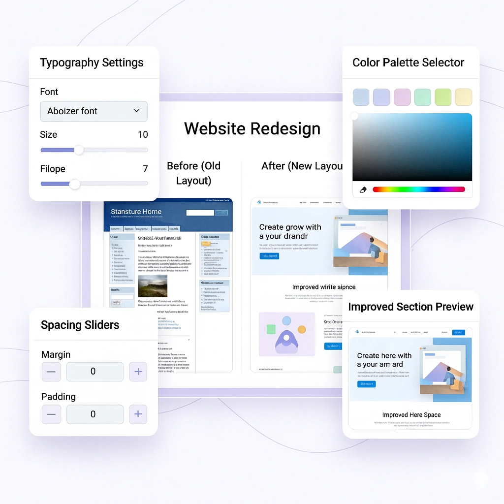 A Website development pic showcasing the Redesigning of a website